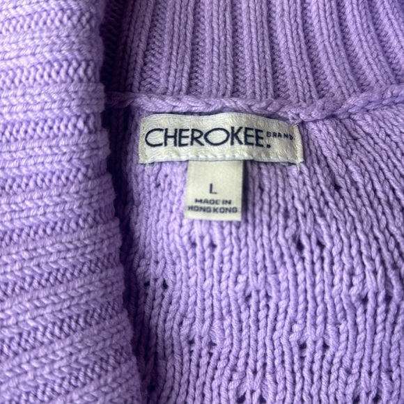 Lavender Cherokee Knit Cardigan Button UP with Belt women’s size large - Picture 7 of 7